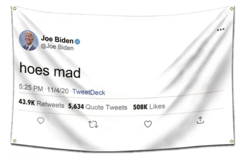 Flag Joe Biden tweet "hoes mad"